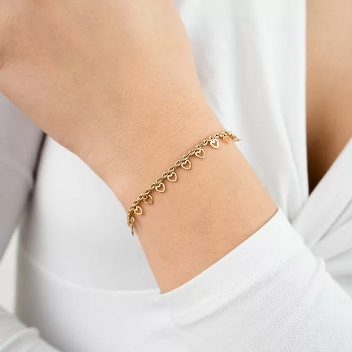 Armband met hartjes zilver