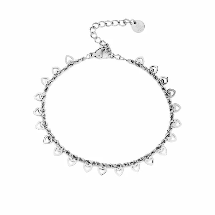 Armband met hartjes zilver