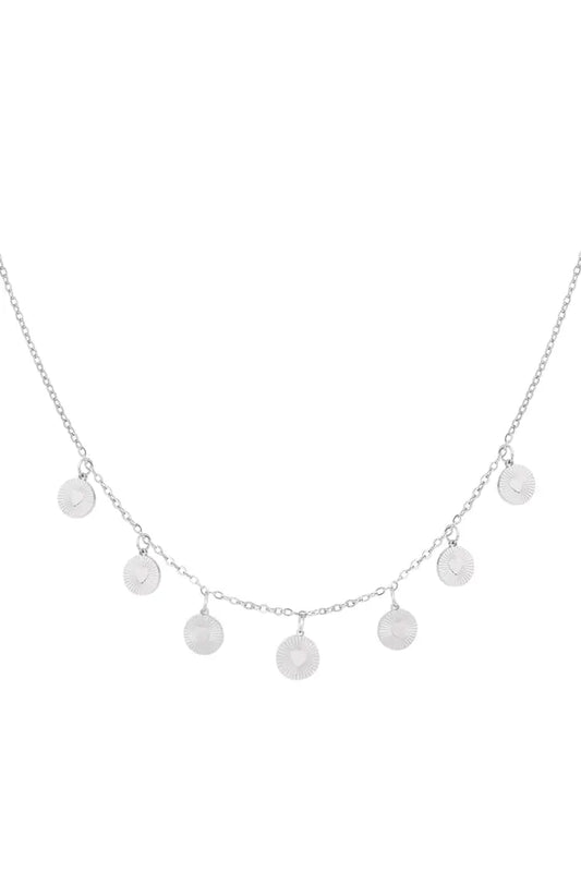Ketting coins met hartjes zilver