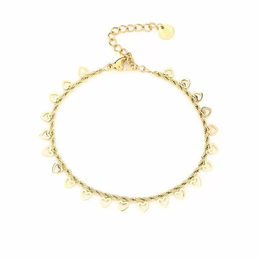 Armband met hartjes goud