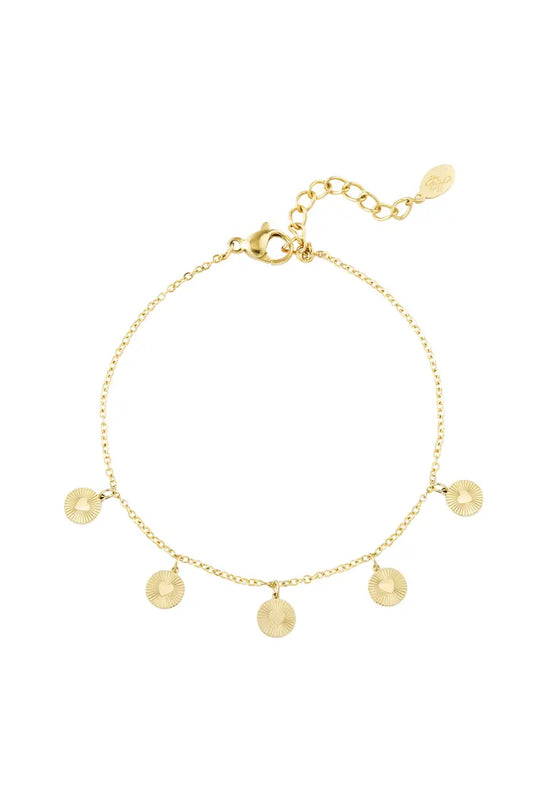 Armband 5 hartjes goud